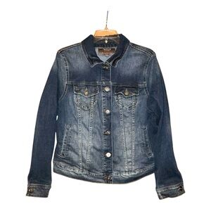 Torrid‎ Womens Denim Trucker Jean Jacket 1X Dark Wash Button Front Stretch